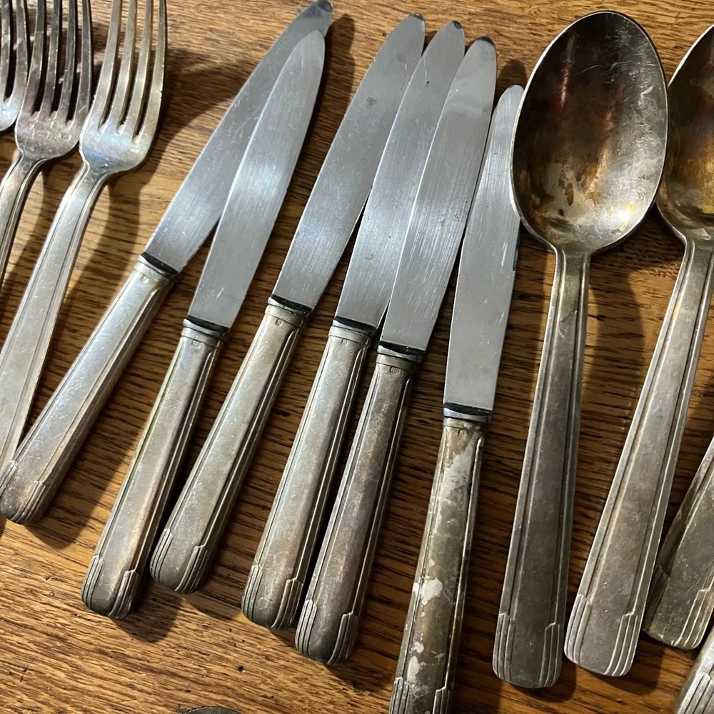 Antique / Vintage French Art Deco Silver Plated Flatware 24 pcs
